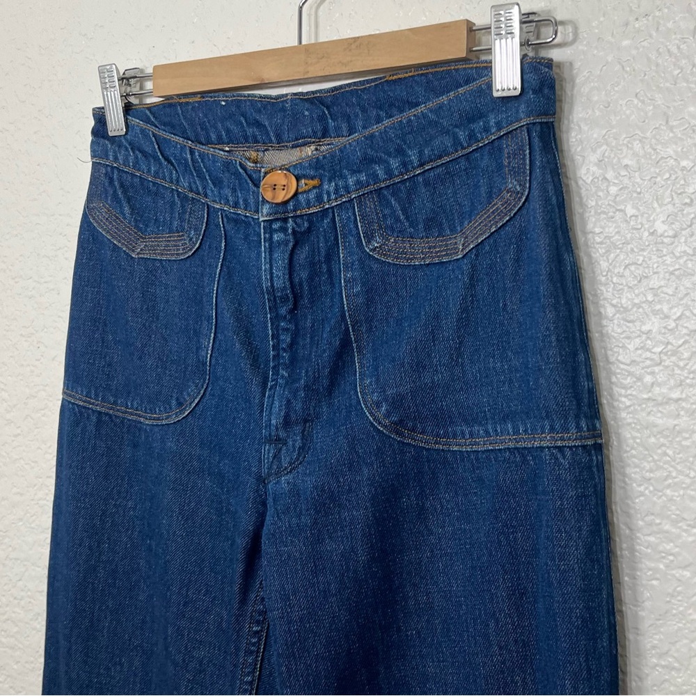 J Brand Flare Jeans Dark Wash Mid Rise 70’s Retro No Pockets Size 27 - Picture 2 of 12